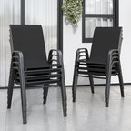 Patio Chairs Set of 8, Stackable Outdoor Dining Chairs for All Weather Textilene Fabric & Metal Frame, Outdoor Chairs Set for Backyard Deck Garden