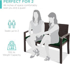 Best Choice Products Outdoor Bench 2-Person Wicker Garden Patio Benches Seating Furniture for Backyard, Porch w/Seat Cushion, 700lb Capacity - Midnight Green/Brown
