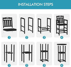 Ciokea 3-Pcs Bistro Table and Chairs, All-Weather Round High Top Bar Table with Storage Shelf and 2 Oversized Adirondack Chairs, Heavy Duty Outdoor Bar Set Patio Bistro Set for Balcony Deck, Black