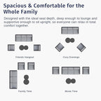 EAST OAK 5-Piece Patio Furniture Set | Life Chatter 5-Seat Outdoor Furniture | Deep Seating & Two Coffee Tables | Waterproof Extra-Thick Cushions | Porch, Balcony & Backyard | Earth Black & Misty Grey