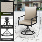 LEVELEVE 5 Piece Outdoor Patio Dining Set with 4 Swivel Dining Chairs & 1 Large Round Dining Table,Bistro Furniture Set for Lawn, Garden, Deck, Backyard and Porch