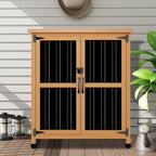 Outdoor Storage Cabinet Waterproof with Shelves, Storage Box with Lockable Doors, Wood & Metal Patio Yard Pool Garden Storage Cabinet Organizer, Gifts for Women Men