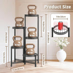 LASZOLA 5 Tiered Folding Tall Plant Stand Indoor Outdoor for Large Planter, Heavy Duty Metal Adjustable Multiple Flower Rack for Corner, Wrought Iron High Spiral Holder for Modern House Patio, Black
