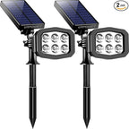 URPOWER Solar Lights Outdoor 2-in-1 Waterproof Solar Spotlight Auto On/Off Wall Lights Pathway Lights Landscape Lighting for Yard Garden Pool - Cool White (2 Pack)