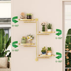 Window Rotating Plant Stand Shelf Indoor Gold Metal Floating Shelves 4-Tier Wall Mount Plant hanger Holders for Wall Planter Modern Home Decor window sill gifts