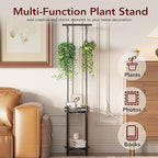 Plant Stand Indoor Outdoor - Heavy Duty Metal 2-tier Hanging Plant Holder Space-Saving Iron Plant Stands Tall Plant Shelf for Living Room Garden Balcony（Black）