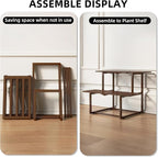 Metal Plant Stand, Foldable Heavy Duty Indoor, Window Iron Plant Shelf - Mid Century Modern Slatted Display for Patio, Garden, Living Room Load Bearing 330 lbs 26" L x 20.2" H x 17.7" W 2 Tier Coffee