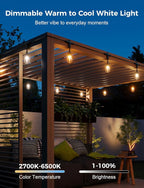XMCOSY+ Outdoor String Lights Smart, 49Ft RGBCWIC Patio Lights Waterproof, App Control, Compatible with Alexa, Color Changing LED String Light for Outside Yard Garden Porch