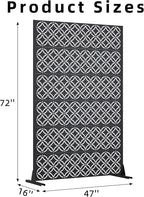 Casaphoria Metal Privacy Screen Outdoor, 72" H x 47" W Freestanding Decorative Privacy Screen for Patio Deck Balcony Garden with Stable Base, Palace Black