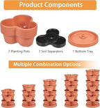 VECELO 7 Tier Vertical Garden Planter, Self Watering Stackable Planters with Wheels for Strawberries, Herbs, Flowers, Vegetables, Red