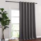 NICETOWN Blackout 102 inch Curtains for Sliding Glass Door, Grommet Thermal Insulated Room Darkening Window Treatment Sound Reducing Drapes for Room Divider, Gray, W80 x L102, 1 Panel