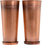 28in Tall Copper Planters Set of 2,Galvanized Steel Tall Outdoor Planter for Indoor/porches- Copper Color(2planters,2inner pots with Holes,2trays)