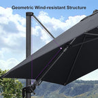 PURPLE LEAF 8' X 8' Tilting Patio Umbrella with Base Outdoor Cantilever Swivel Square Umbrella with Tilt Aluminum Offset Umbrella with 360-degree Rotation for Garden Deck Pool Patio Grey