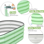SnugNiture Galvanized Raised Garden Bed, 4x2x1ft Oval Metal Planter Box for Planting Outdoor Plants Vegetables