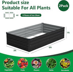 Vengarus 6x3x1FT (2 Pack) Galvanized Raised Garden Bed Kit, Outdoor Metal Planter Box for Vegetables, Rectangular Steel Container, Easy Assembly (Black)