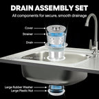 Outdoor Kitchen Island with Stainless Steel Sink and Storage Cabinet, 35-Inch BBQ Prep Station with Faucet & Lockable Wheels for Patio, Backyard, and Outdoor Cooking, Black & Silver