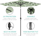 Best Choice Products 10ft Solar Polyester LED Lighted Patio Umbrella w/Tilt Adjustment and UV-Resistant Fabric