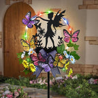 Solar Fairy Garden Decor, Silhouette Fairy with Butterflies Garden Stake,Waterproof for Outside,Walkway,Yard,Lawn,Patio