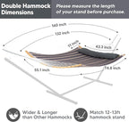 SUNCREAT Hammocks Portable Double Hammock with Curved Spreader Bar, 450 lbs Capacity, Heavy Duty Outdoor Hammock with Carrying Bag, Gray Stripes