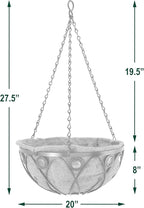 Arcadia Garden Products Emerald Series Round Hanging Basket Planters, 20-Inch Metal Copper Accent CB03