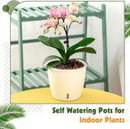 8-Pack 5 Inch Self Watering Pots, Indoor Planter with Indicator, Transparent Wick Pot for Orchids, Small African Violet Pot, for Plants