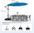 wikiwiki 10ft Patio Umbrella with Base Included, Outdoor Offset Cantilever Umbrella with Sandbag Base for Backyard, Garden and Pool, Easy to Tilt and Crank, Royal Blue