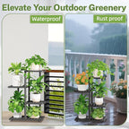 iDavosic.ly Plant Stand Indoor Outdoor, 3-Tier Tall Metal Flower Shelf for Heavy-Duty Large Planters, Corner Orchid Display Rack for Living Room Balcony Patio Porch, Space Saving, Modern Black