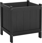 LUE BONA Outdoor Plant Pots, 13.7" x 12.5" x 14.5" HDPS Flower Pots with Drainage Holes, Outdoor Planters Boxes for Outdoor Plants - Porch Patio, Garden or Entryway, Black