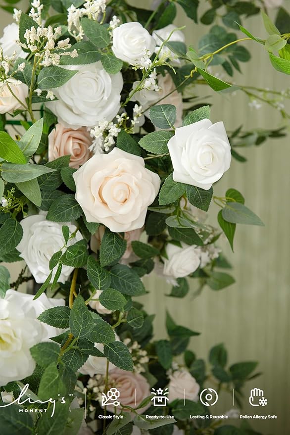 Artificial Eucalyptus Garland Runner, 6 ft White Olive Wedding Table Decor