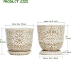 Gepege 6 Inch White Ceramic Planter, Plant Pot with Drainage Holes and Saucers for Indoor Plants, Birthday for Women Mom