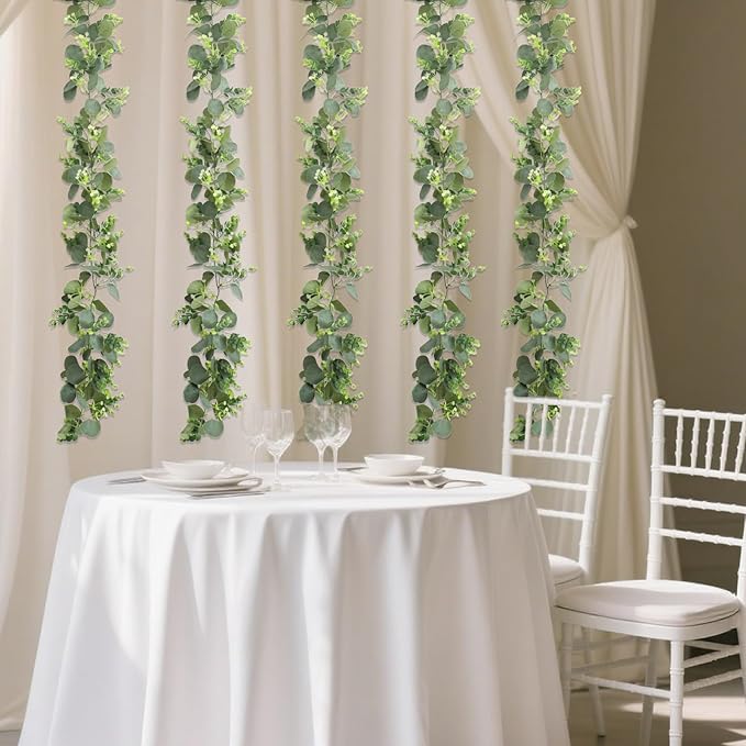 Artificial Plants Greenery Eucalyptus Garland, 5.9 Ft, 2 Pieces, Green