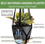 3 Pack Self Watering Hanging Planters Macrame Plant Hangers with Indoor Flower Pots, 3 Different Size Hanging Basket, Plant Hanger with Hooks for Garden Home Decor Black