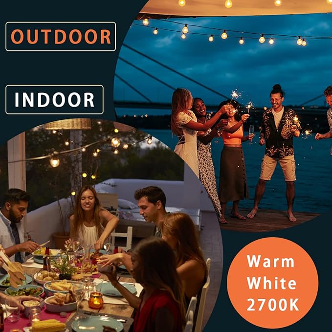 String Lights 240 FT Outdoor LED Waterproof G40 Globe Bulbs