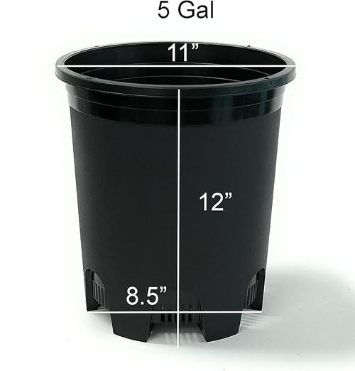 5 Gallon 10-Pack Nursery Pot Black Plastic Planters with Drainage for Outdoor Indoor Large Plants Trees