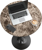 Furmax Bistro Pub Table Round Bar Height Cocktail Table for Home Bar, Round Bar Tables for Party, Dining Room, Living Room and Wedding, Metal Base MDF Top Obsidian, 40.6 Inch Height (2, Faux Marble)