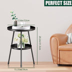 SYQ Round Metal Side Table Small End Table for Indoor Outdoor, Mid Century Modern Decor, Simple Circle Accent Table for Living Room Bedroom Bathroom Office All Matte Black