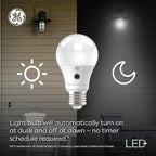 GE LED+ Dusk to Dawn A19 LED Light Bulbs, Automatic On/Off Outdoor Light, Daylight, 8.5W (3 Pack)