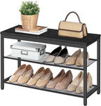 HOOBRO Shoe Bench, 3-Tier Shoe Rack, Industrial Shoe Organizer Storage Bench, 29.5 inches Entry Bench with Mesh Shelves, for Entryway, Living Room, Hallway, Easy Assembly, Black BB75HX01