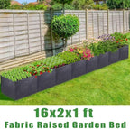 POILKMNI 16x2x1ft Fabric Raised Garden Bed - Outdoor Planter Box Non-Woven Fabric Patio Planting Bed Garden Grow Bed Bag for Growing Herbs, Flowers and Vegetables