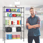 BestOffice | 6-Tier Wire Storage Shelves | 42x16x72 | Black | with Adjustable Racks | Heavy-Duty Metal Shelf, Holds Upto 1500 lbs | No-Tool Assembly | Ideal for Home & Garage Shelving