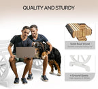 VINGLI Rustic Wooden Wheel Bench Outdoor Bench, Patio Bench Wagon Slatted Seat, Garden Benches for Outdoors 350lbs High Capacity, Weather Resistance (White, 55in)