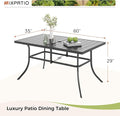 Dining Table, 6-Person Black Metal Patio Table with Umbrella Hole