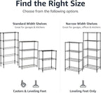 Amazon Basics 5-Shelf Adjustable Heavy Duty Steel Wire Storage Shelves for Garage, Kitchen, Easy Assembly, 36" x 14" x 72", Black | Heavy Duty, Adjustable, for Kitchen, Garage, Shelving Organizer