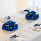 Artificial Flower Balls, Royal Blue Silk Roses, 3-in-1 Centerpiece