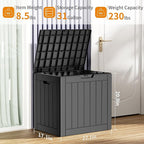31 Gallon Resin Deck Box, Lockable Patio Outdoor Storage Box for Furniture, Garden Tools and Tools Storage, Waterproof Outside Storage Boxes - Black