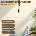 Chihee Hammock Swing Chair - Strong Metal, Collapsible, Portable, Max 500 lbs, Comfortable Seat for Patio & Lawn, Indoor/Outdoor