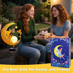 YJFWAL Garden Solar Dog Lights Pathway Stake Lights Glass Globe with Moon Cat Decor, Christmas Gift for Mom Grandma Friends, Outdoor Decor Light Waterproof for Walkway, Patio or Garden (Warm White)