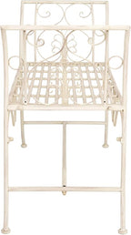 Safavieh PAT5016A Collection Arona Antique White Wrought Iron 51" Outdoor Garden Bench