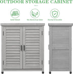 Outdoor Potting Bench with Storage Cabinet and Metal Top, Wood Workstation for Outdoor Patio, Garden (Light Grey, 31x17x36‘’)