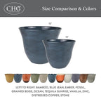 Classic Home and Garden Honeysuckle Resin Planters - Lightweight Indoor & Outdoor Plant Pots - UV-Resistant Plastic Flower Pots - Pot Planters for Flowers & Herbs (13" Stone)